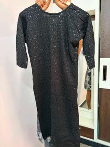 Elegant Black Sequined Chikkankari Kurta