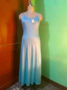 Elegant Blue Spaghetti Strap Maxi Dress