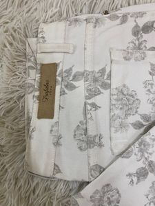 Floral Print White Jeans
