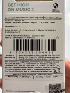 Ambrane Stringz 38 Wired Earphones