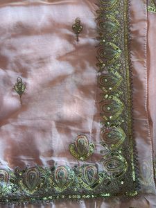 Elegant Peach Saree with Embellishments