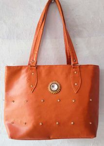 Orange Tote Bag with Embellishment