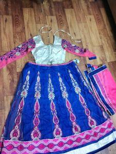 🎀Stunning Blue &amp; Pink Embroidered Lehenga Choli