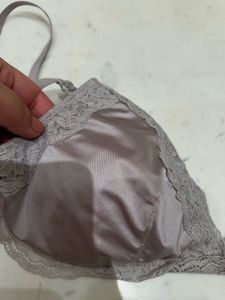 H&amp;M Lace Trim Satin Bra