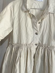 Cream Linen Shirt Dress