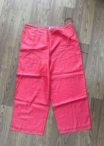 Coral Wide Leg Cropped Pants