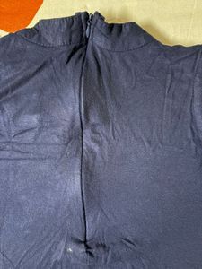 Navy Blue Top with Red Embroidery