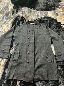 Stylish Gray Button-Down Coat