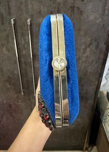 Royal Blue Velvet Embellished Statement Clutch