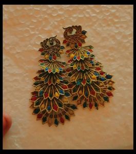 Multicolored Peacock Earrings