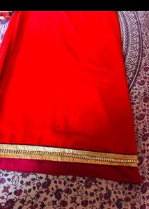 Stunning Red Saree with Embellished Border