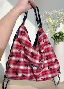 Red Plaid small Bag with Bow Detail