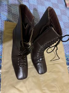 Lace-Up Square Toe Ankle Boots