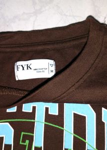 Brown Graphic Long Sleeve Top