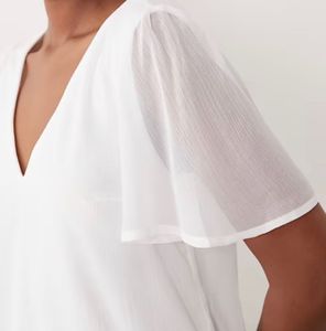 Elegant lace White V-Neck Flutter Sleeve Top