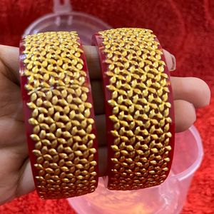 Red & Gold Floral Bangles