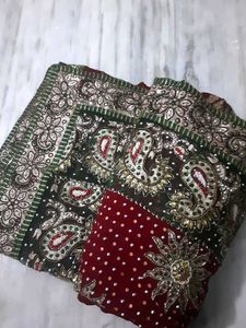 Embroidered Maroon Sari