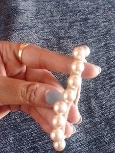 Pearl Beaded Hair Tie And Brown Hair Tie