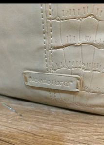Stylish Beige Croc-Embossed Handbag