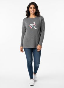 Grey T-Shirt with Floral 'A' Design