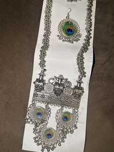 Peacock Theme Necklace &amp; Earring Set