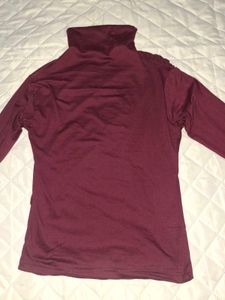 Maroon Turtleneck Ruched Top
