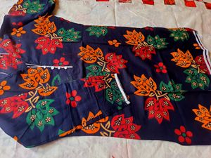 black Floral Print Kurta