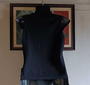 Sleeveless Turtleneck Wrap Top