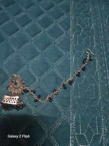 Oxidized Jhumka Earrings with Chain