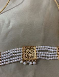 Elegant Pearl &amp; Gold Choker Set