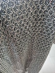 Stylish Grey Mesh Scarf with Fringe