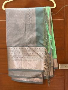 Elegant Grey Banarasi Silk Saree
