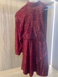 ZARA FESTIVE EDITION Sparkling Red Sequin Dress