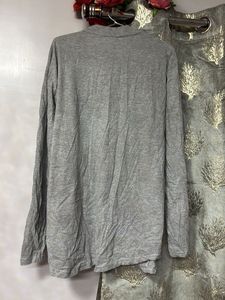Grey Mandarin Collar Shirt