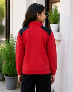 Girls Stylish Red Hooded Sweatshirt | Warm Winter