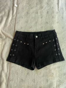 Black skull grunge Denim Shorts