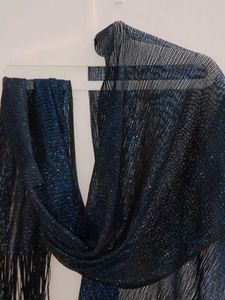 Sparkling Blue Fringe Scarf