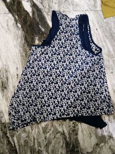 Blue Floral Sleeveless Top