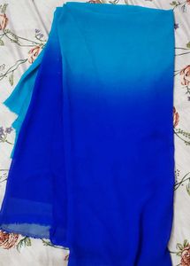 Royal and sky blue Ombre Saree