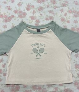 SHEIN - Cute Tennis Ball Society Cropped Tee