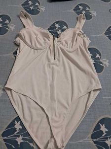 Chic White Ruched Bodysuit