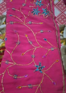 Beautifully Embellished Pink Saree