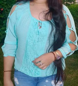 Boho Cold Shoulder Lace Insert Top