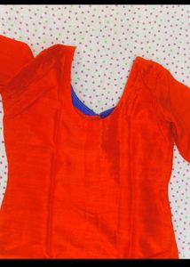 Orange Kurta with Gold Border