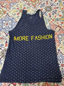 Navy Star Print "More Fashion" Tank Top