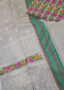 Kora Silk Saree With Heavy Embroidery Blouse