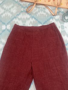 Maroon Formal High Waist Pants