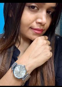 Elegant Silver Mesh Strap Watch