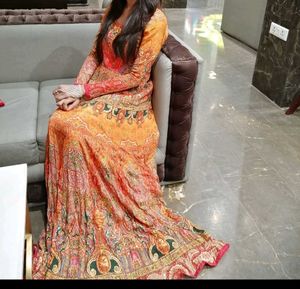 Paisley Print Heavy orange Gown