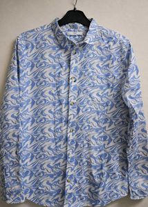 Men's Blue & White Swirl Print Shirt